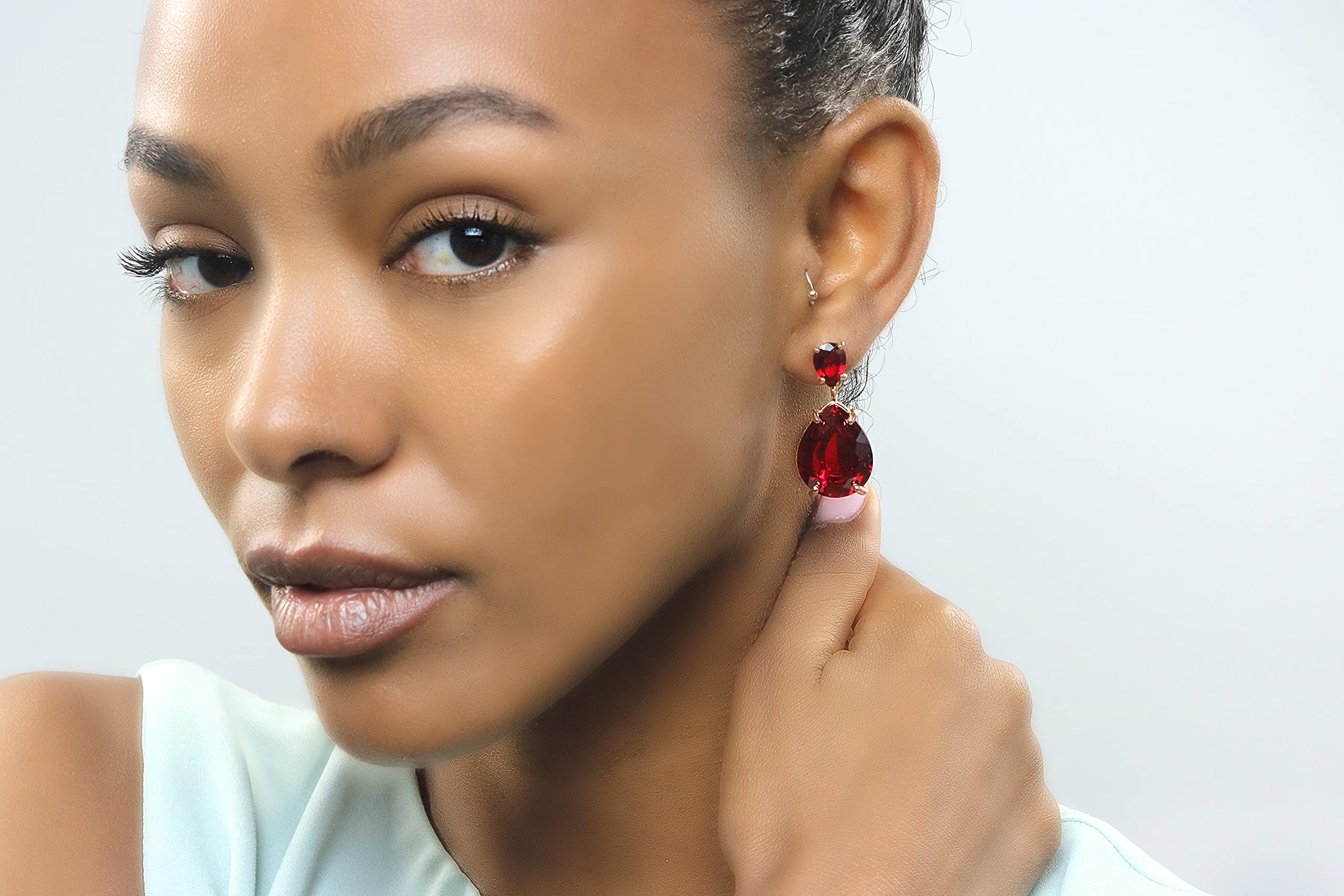 Anemone Vibrant Double Garnet Earrings - Handmade January Birthstone Jewelry for Women - Luxury Red Dangle Earrings - Perfect for Weddings, Anniversaries & Gifts - Elegant Evening Wear & Special Occasion Jewelry