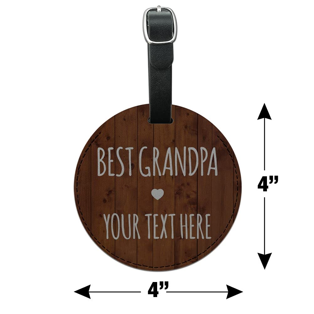 Custom Engraved Leather Luggage Tag for Grandpa - Personalized 1 Line ID Card Holder - Perfect for Travel, Suitcases & Gift Giving