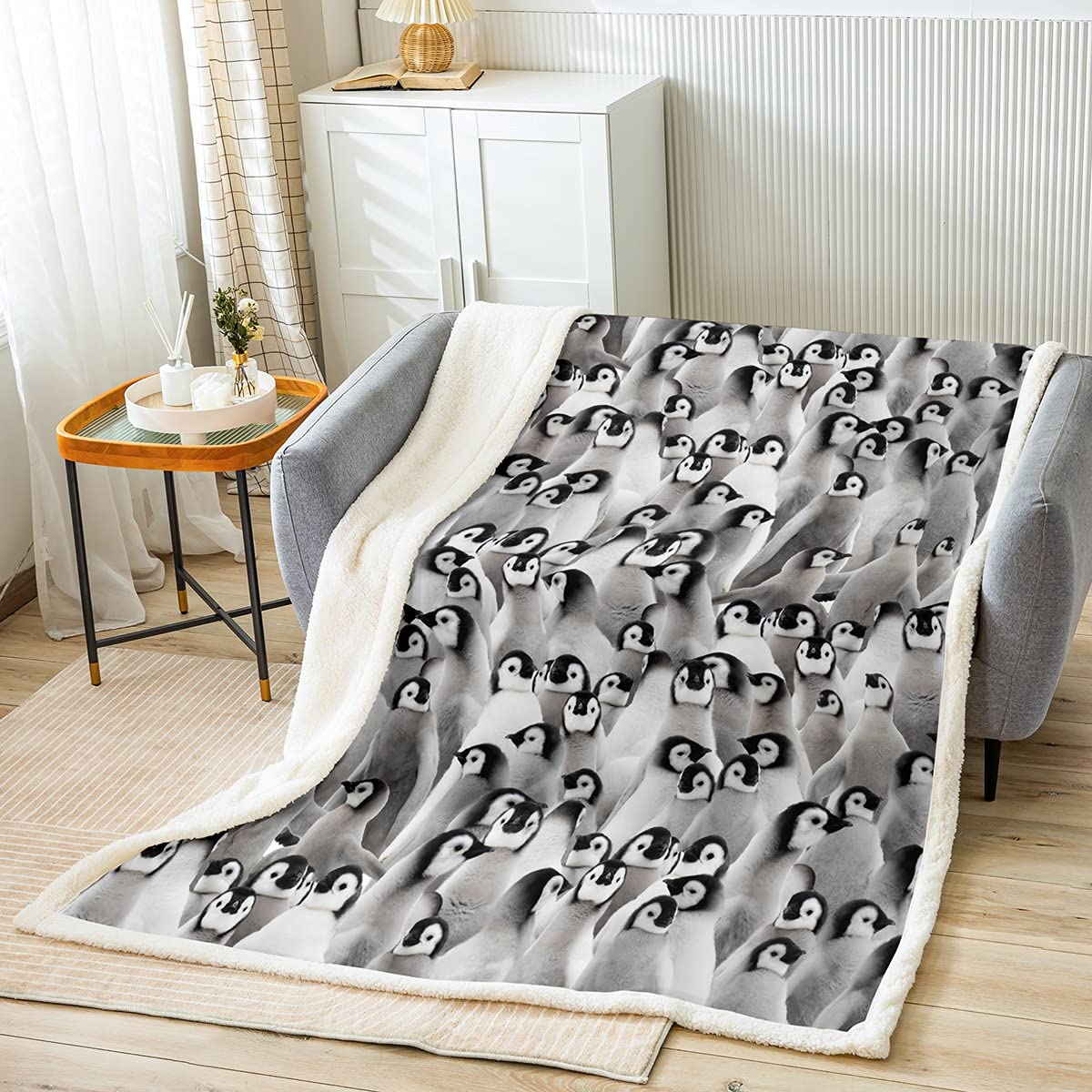 Soft 3D Penguin Throw Blanket for Kids - Polar Animal Sherpa Fleece Blanket (30