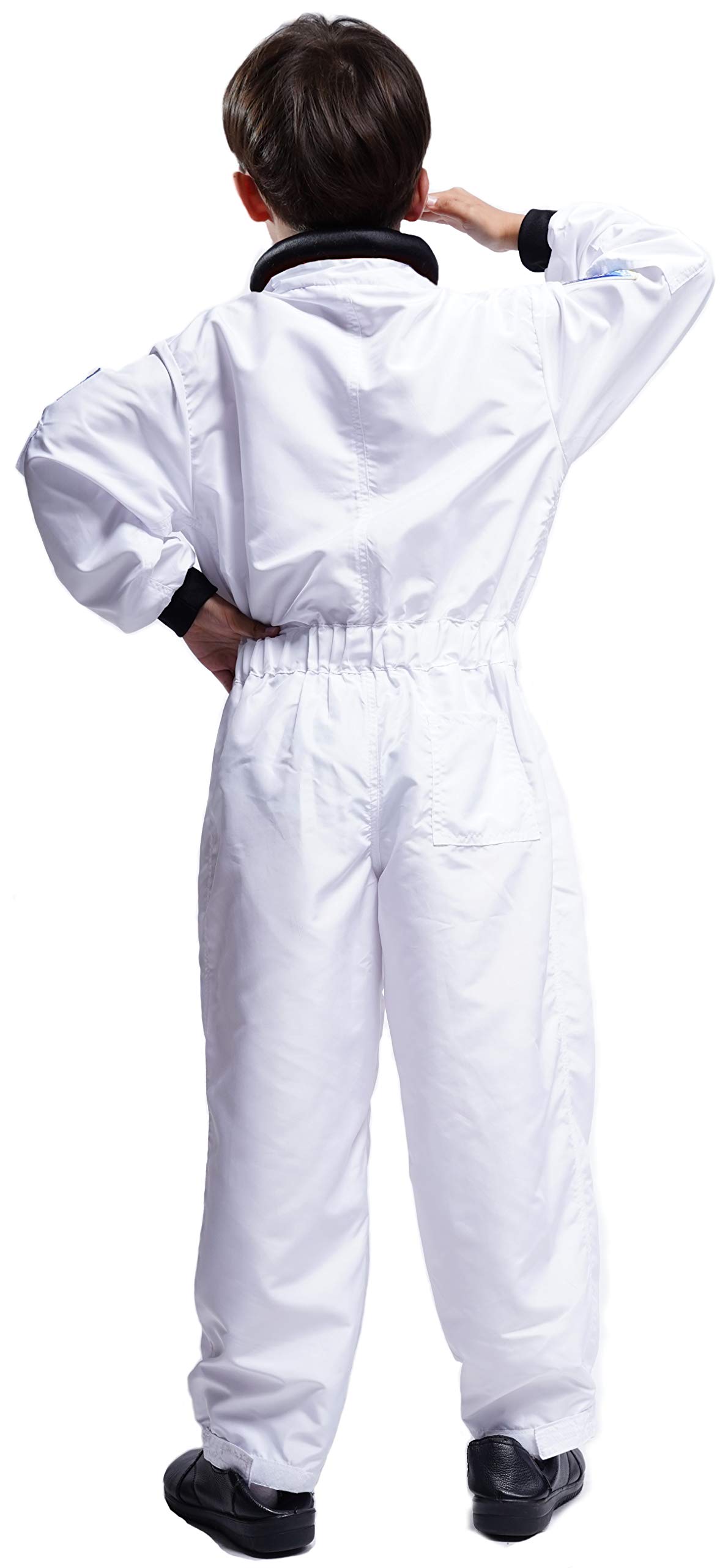 **Kids Astronaut Costume Space Suit Onesie - Embroidered Patches & Pockets for Boys & Toddlers (18 Months, White) - Perfect for Halloween, Dress-Up & Space-Themed Parties**