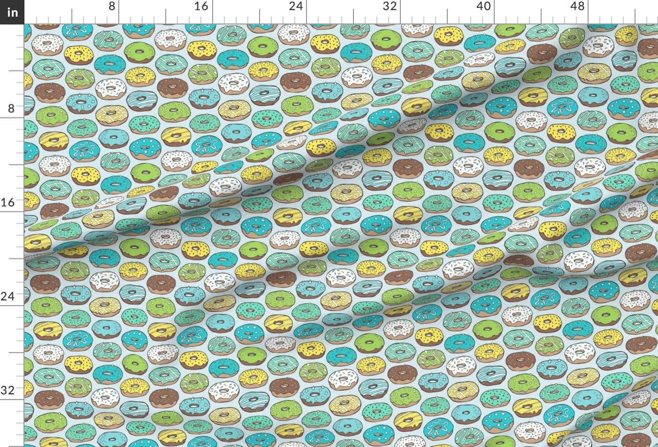 Donut Printed Velvet Fabric by The Yard - Blue Spring Summer Food Sweets Candy Cookies Comic Design for Upholstery, Home Decor & Apparel | Perfect for DIY Projects, Curtains, Throw Pillows & Fashion Sewing
