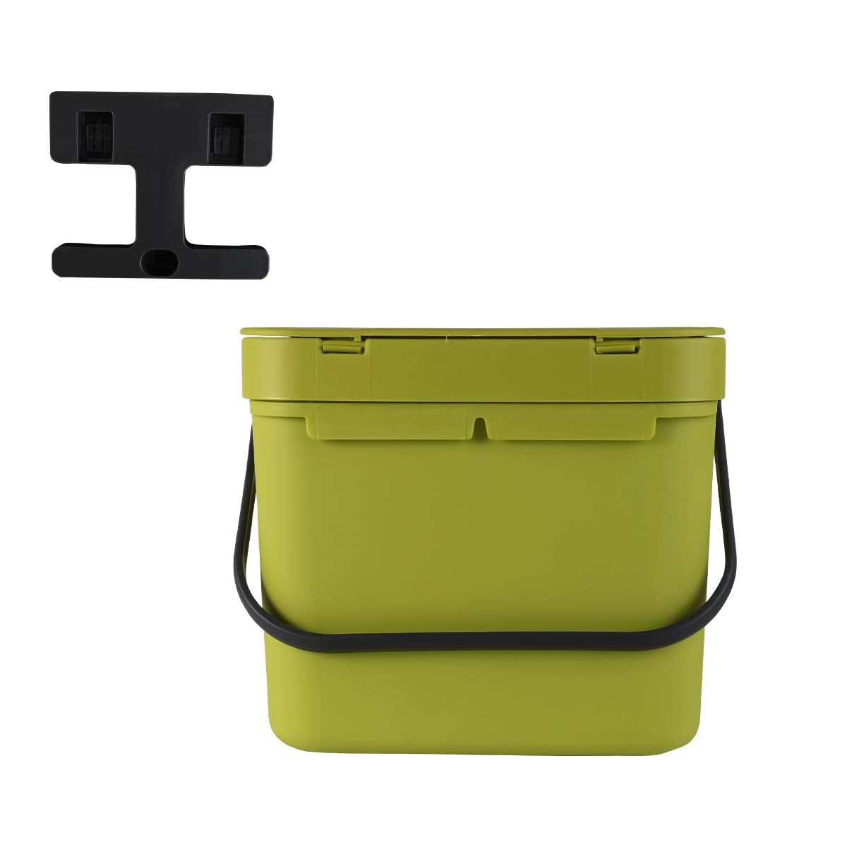DOITOOL 13L/3.5 Gallon Plastic Trash Can with Lid - Wall Mountable Kitchen Garbage Bin, Portable Waste Basket for Home, Office, Dorm - Eco-Friendly Green (Ideal for Under Sink, Bathroom & Small Spaces)