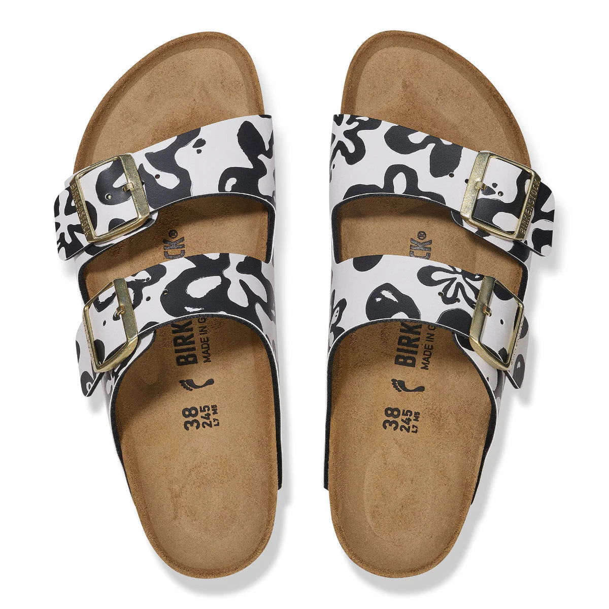 Birkenstock Women's Arizona Birko-Flor Sandals with Blooms Floral Print | Comfortable Cork Footbed | Perfect for Summer, Beach, and Casual Outfits