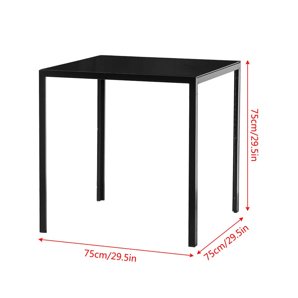 3-Piece Modern Black Glass Dining Table Set with 2 Velvet Chairs - Space-Saving Square Kitchen Table for Small Spaces | Perfect for Apartments, Breakfast Nooks & Cozy Dining Areas