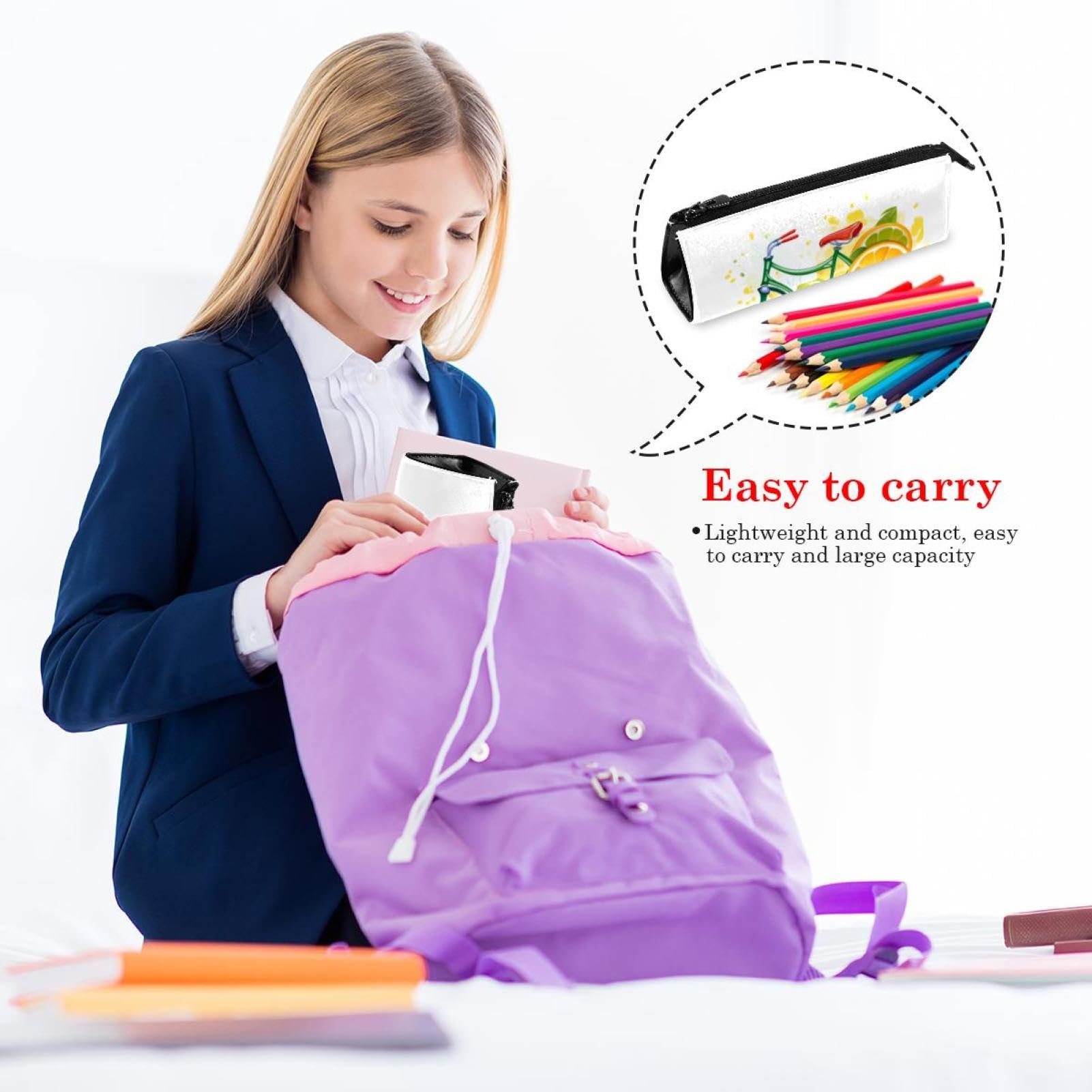 Colorful Bike Wheels Lemon & Orange Pencil Pouch - Small Pen Case for School, Office & Travel - Perfect for Organizing Pens, Pencils & Art Supplies