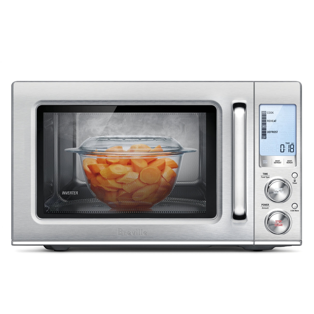 Breville Smooth Wave Microwave Oven - 1.2 Cu. Ft Brushed Stainless Steel Countertop Microwave (BMO850BSS) | Fast Even Heating for Family Meals, Reheating & Defrosting | Compact Kitchen Appliance for Small Spaces