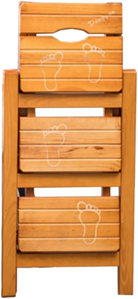 OKUOKA Wooden Step Stool for Home, Solid Wood Step Ladder Stool, Dual Use High Chair & Climbing Stool, Foldable Stepladder with Storage Shelf - Perfect for Kitchen, Bathroom, Kids Room & Indoor Use