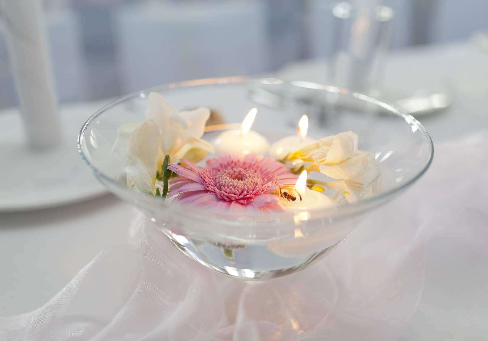 D'light Online Bulk Pack of 144 Small 2 Inch White Floating Candles for Weddings, Centerpieces, Spa, Home Decor, Special Occasions & Holiday Decorations - Perfect for Romantic Dinners, Bath Relaxation & Tabletop Displays