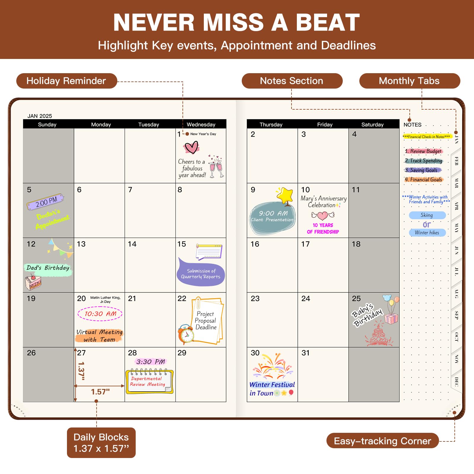 SUIN 2025 Planner - Monthly Weekly Daily Appointment Book, 6.5