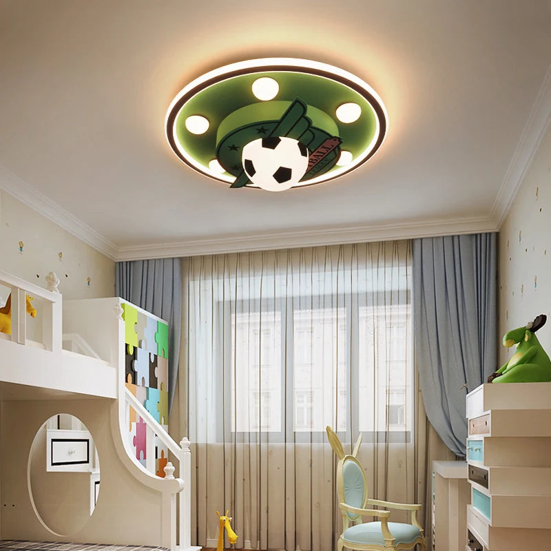 Kids Football League Themed LED Ceiling Light - Team Logo Night Light for Boys Bedroom & Game Room Decor