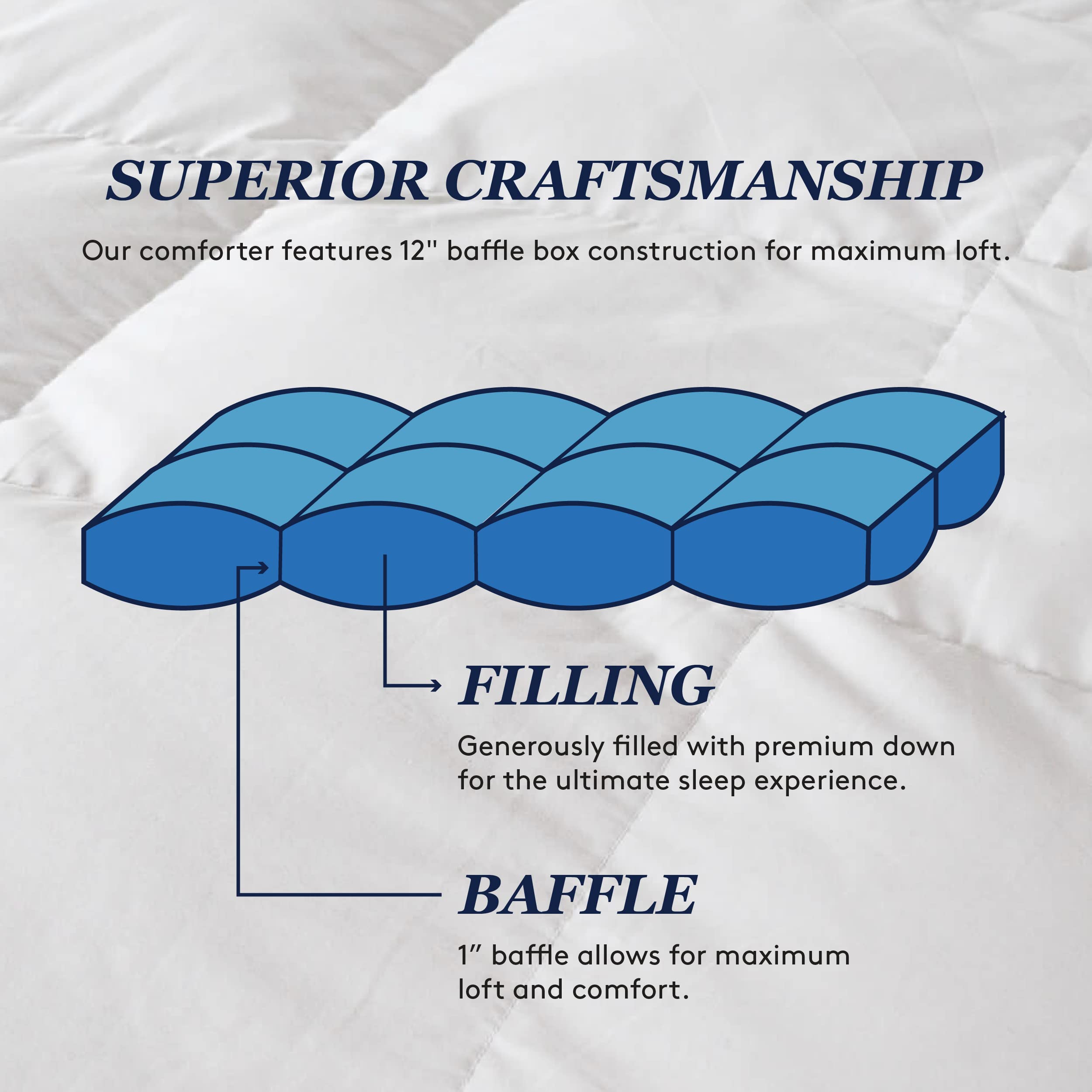 Premium 600 Fill Power Down Comforter - Medium Warmth Baffle Box Design with Duvet Corner Loops | Twin/Long Twin Size | Hypoallergenic White Down Alternative | Perfect for Winter Bedding & Guest Room Comfort