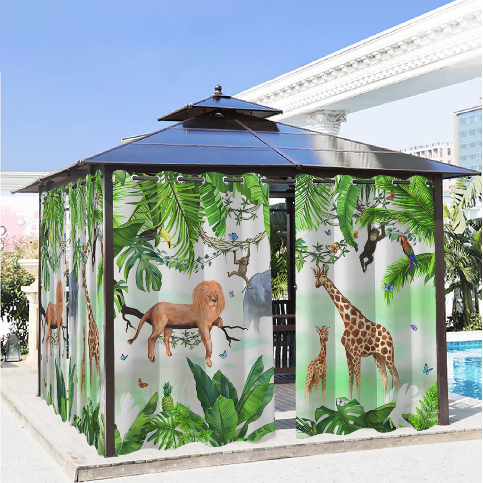 Green Lion Gazebo Curtains 52