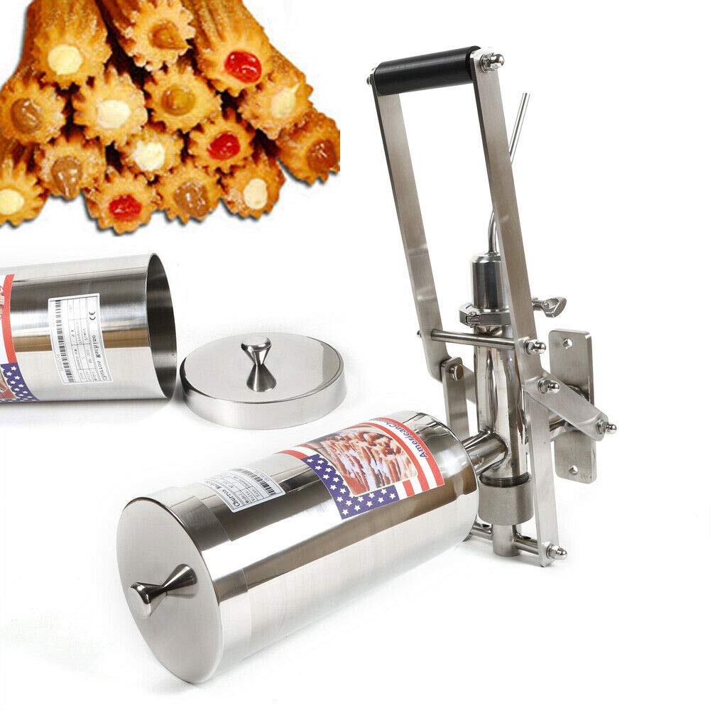 5L Stainless Steel Manual Latin Fruit Donut Churros Filler Maker Machine - Commercial & Home Use for Bakery, Cafes, and Street Food Vendors
