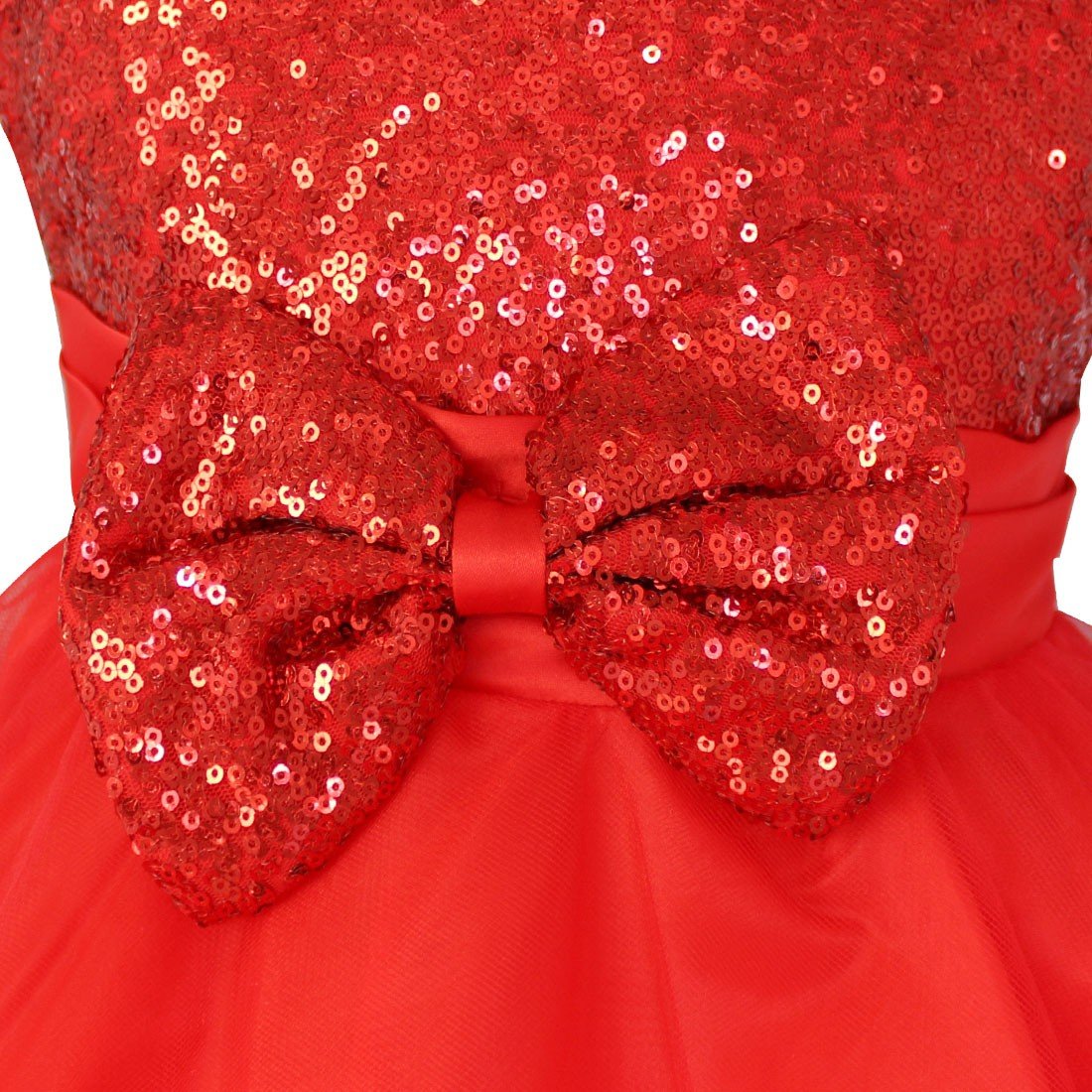 iEFiEL Girls Sequin Bowknot Princess Dress for Dance, Ball, Wedding & Party - Sparkly Flower Girl Outfit for Special Occasions