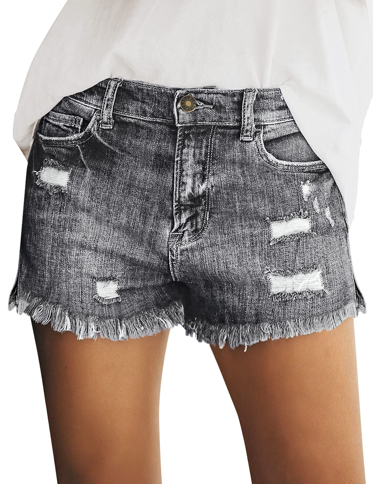 Stylish Women's Distressed Denim Shorts - High Waisted Ripped Jean Shorts for Summer | Perfect for Casual Outings, Beach Trips & Music Festivals