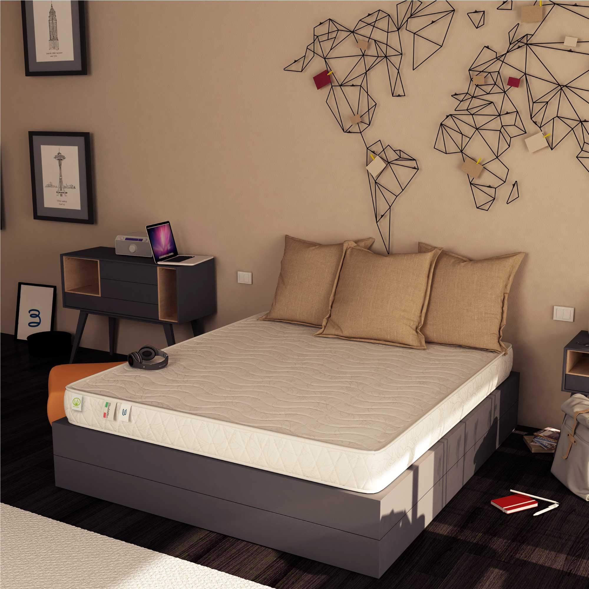 Baldiflex Emporio - Single Mattress Easy Aloe 24cm Height 75x190cm - Natural Aloe Vera Coating with Cooling Properties | Perfect for Guest Rooms, Dorms & Small Spaces