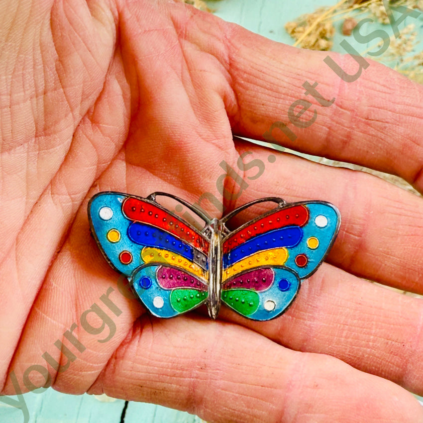 Sterling Silver Guilloche Enamel Butterfly Brooch Pin - Elegant Jewelry Gift for Women - Perfect for Weddings, Parties & Special Occasions