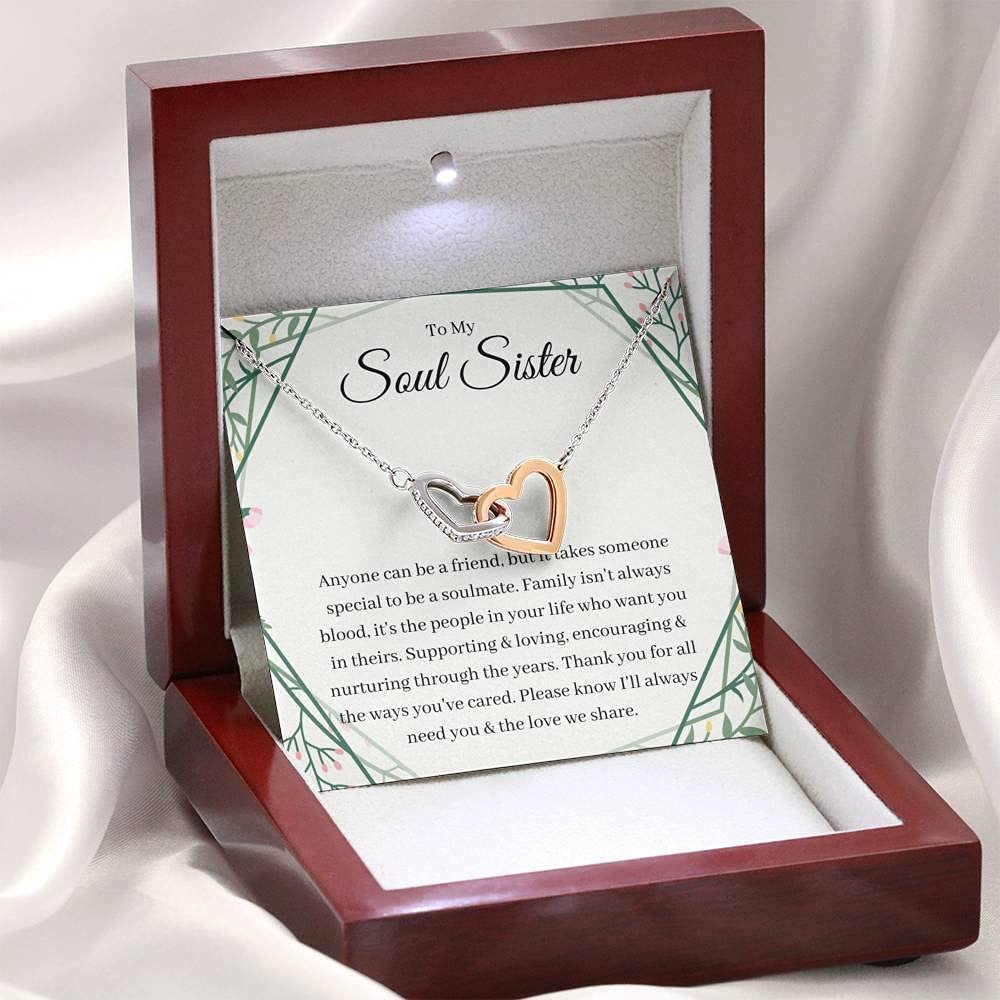 Personalized Interlocking Hearts Necklace - Soul Sister Gift for Sister in Law, Adoptive Sister & Step Sister | Best Friend BFF Jewelry for Birthdays, Anniversaries & Special Occasions
