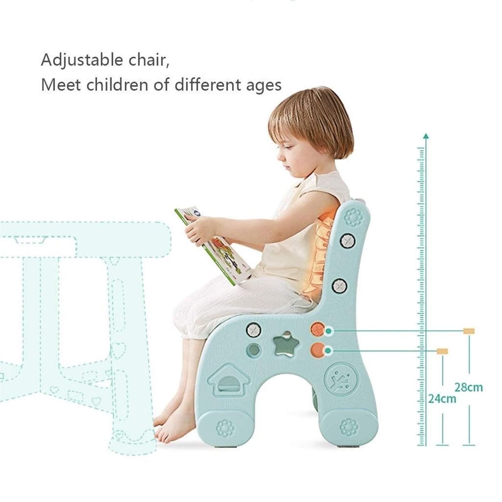 Kids Study Desk and Chair Set - Adjustable Plastic Children's Writing Table with Stool for Kindergarten, Preschool & Home Learning - Perfect for Homework, Drawing & Reading Activities