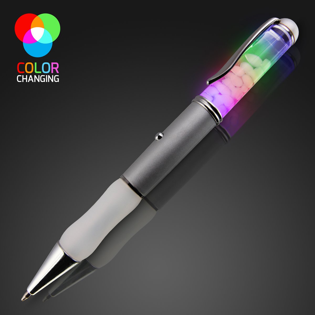 Color Changing LED Floating Pebble Pens - Set of 12 Vibrant Light Up Writing Tools for Office, School & Creative Journaling