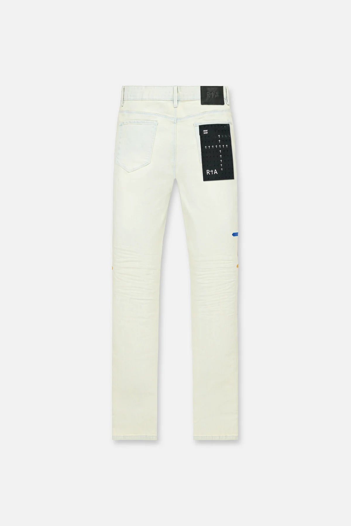 RTA Bryant Skinny Jeans for Women - Distressed Cross Patch Denim Pants in Stormy Sky Wash | Trendy High Waisted Slim Fit for Casual Outfits & Night Out