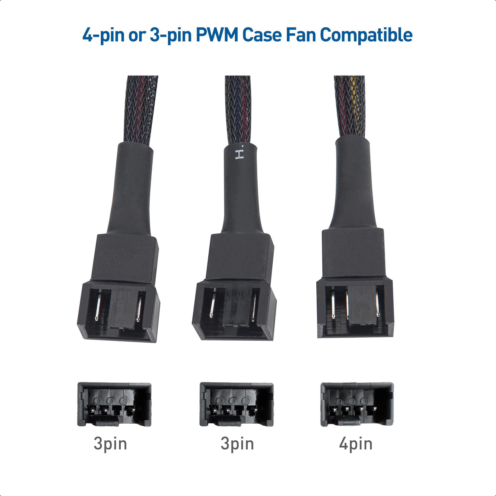 Cable Matters 2-Pack 3-Way 4-Pin PWM PC Fan Splitter Cable 12 Inches - 1 to 3 Converter & Extension Cable for Computer Case Cooling, Gaming PC, and Workstation Builds