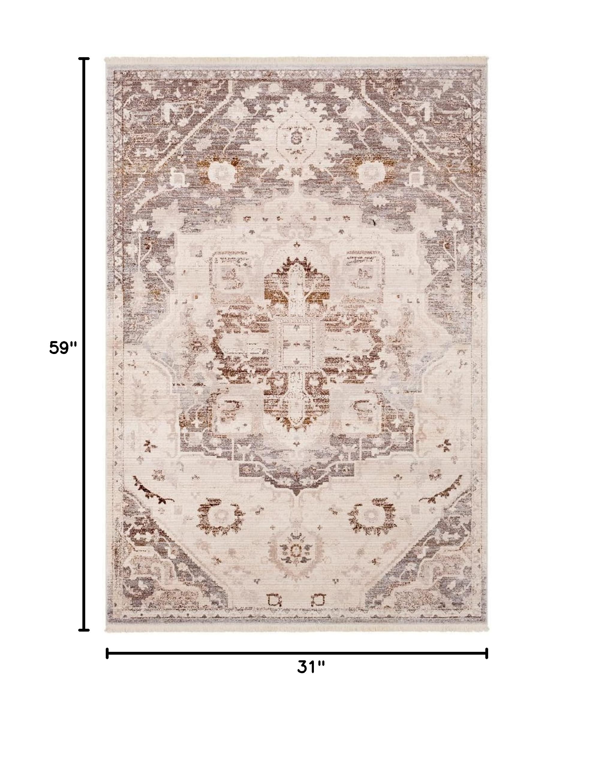 Mark&Day 3x5 Roubaix Traditional Dark Brown Area Rug - Soft & Durable Brown Beige Carpet for Living Room, Bedroom, Kitchen - Perfect for Home Decor & Cozy Spaces (2'7