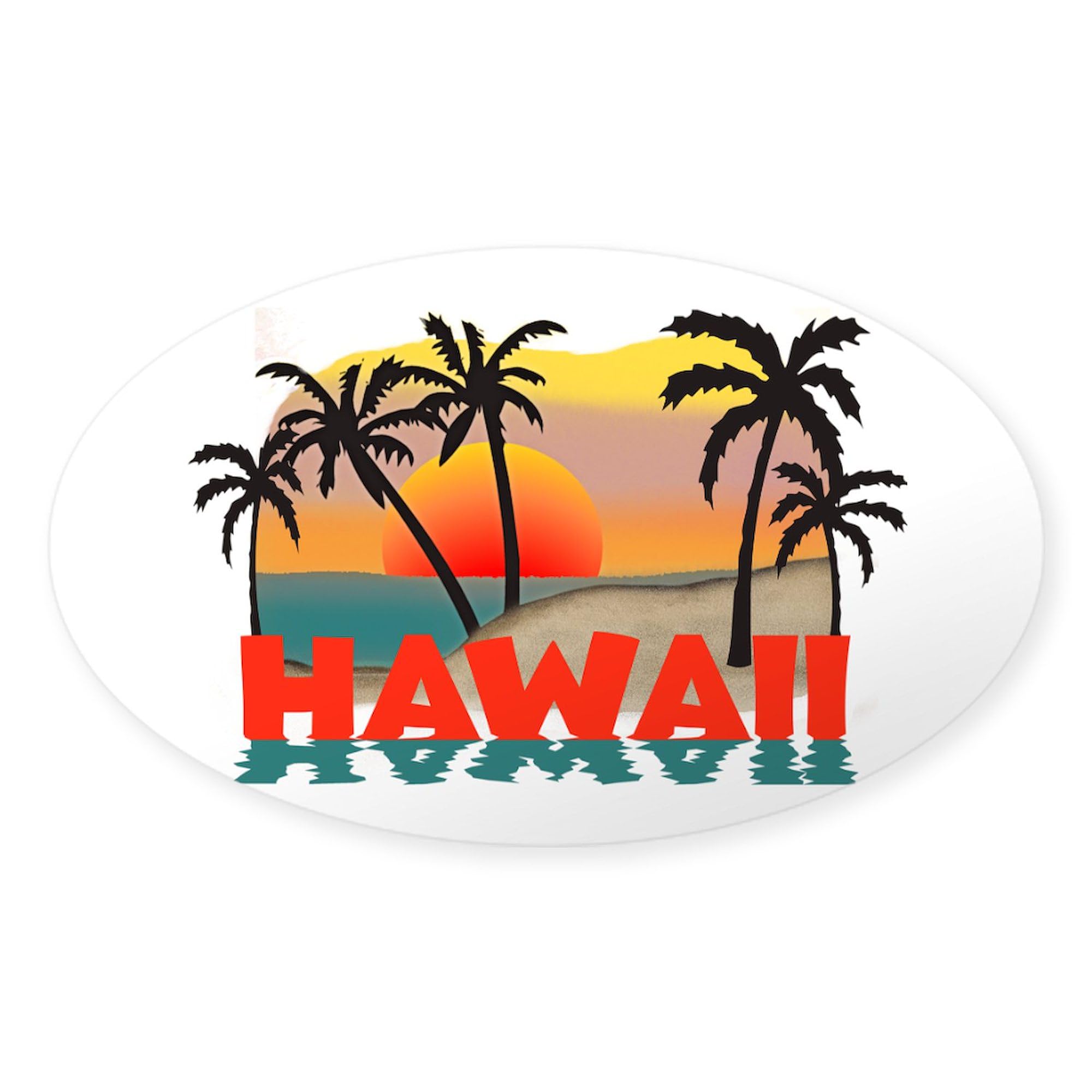Hawaiian Souvenir Oval Sticker - Durable Car Bumper Decal for Hawaii Lovers | Perfect for Cars, Laptops & Travel Accessories