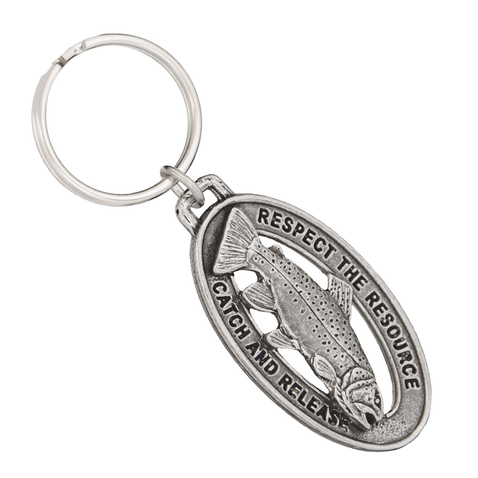 Handmade Pewter Trout Keychain - 2 Inch Fishing Gift, USA Made (F114KC) | 200 Fish Designs Available - Perfect for Anglers & Outdoor Enthusiasts