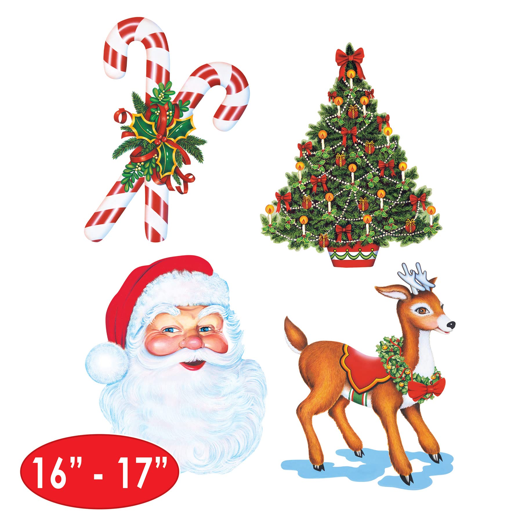 Festive Christmas Cutout Decorations - Holiday Home & Party Decor for Xmas Tree, Wall, Fireplace, and Window Displays