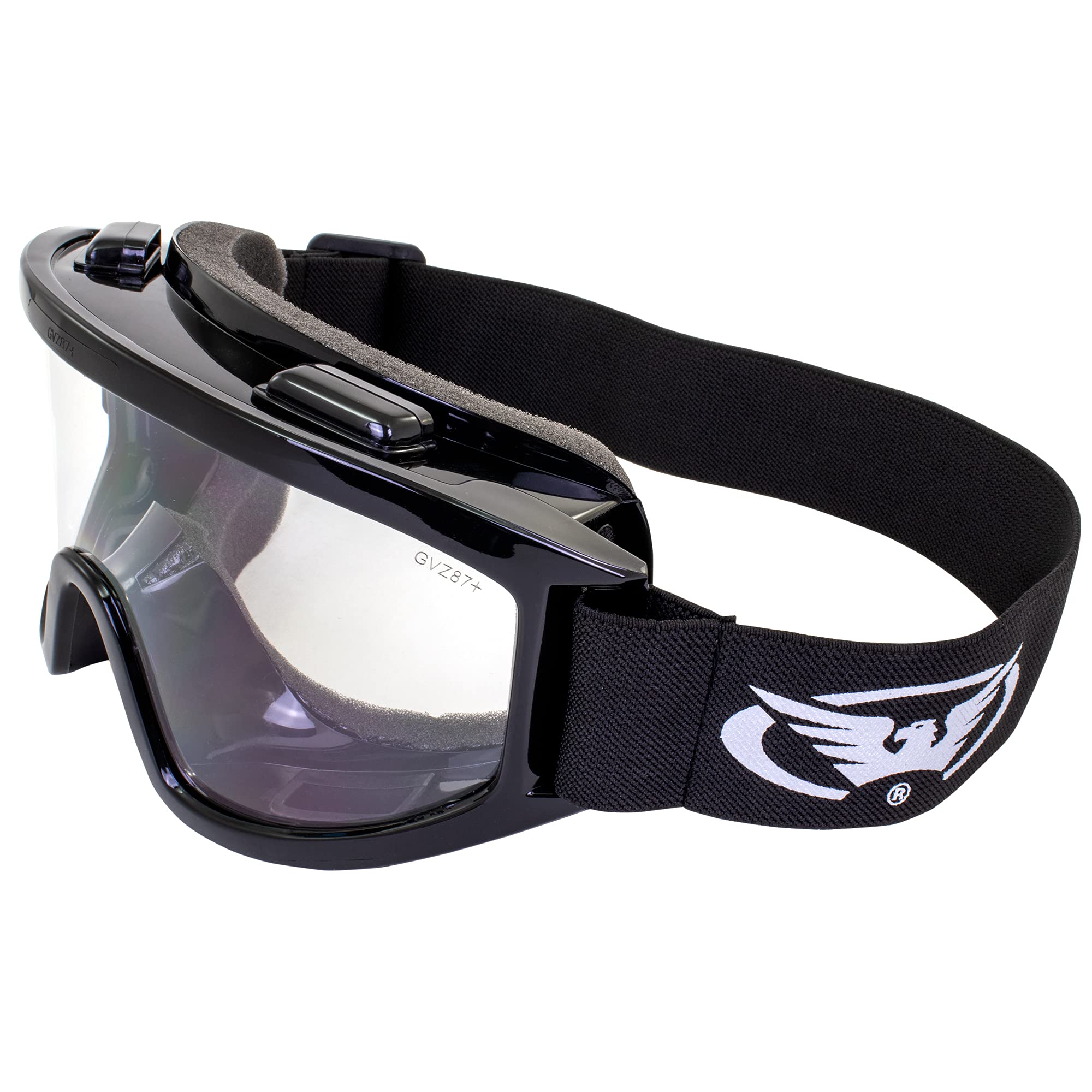 Global Vision Windshield Padded Safety Goggles with Clear Anti-Fog Lenses - 2mm Thick PC Lens, Fits Over Most Glasses, ANSI Z87.1 Certified for Paintball, Airsoft, ATV, Motorcycle & Industrial Safety Use