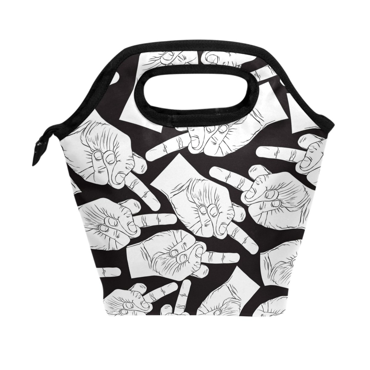 WOZO Insulated Lunch Bag with Middle Finger Design - Cooler Tote for School, Work, Outdoor Picnics & Travel | Leakproof Lunchbox for Men, Women, Boys & Girls