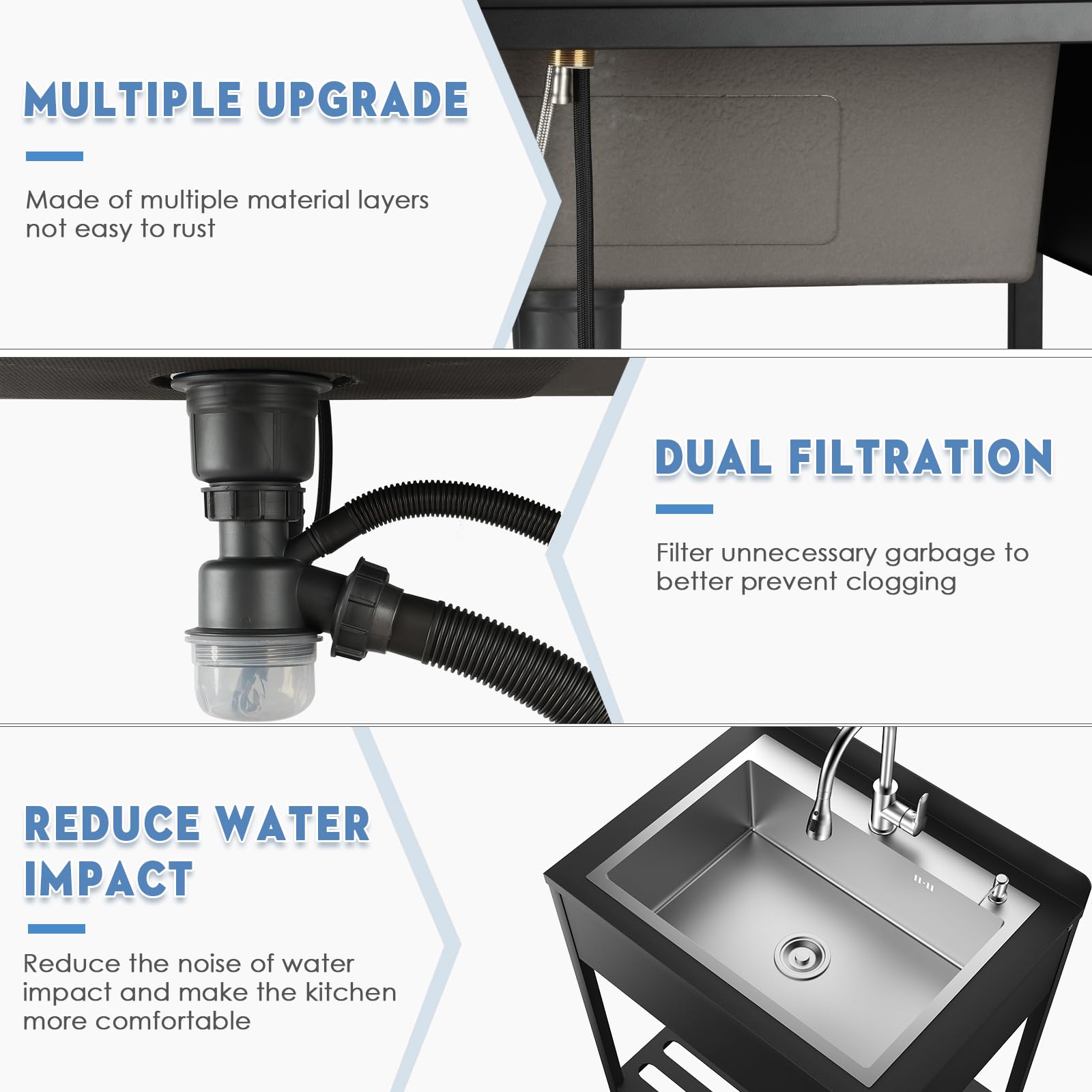 40'' Stainless Steel Commercial Utility Sink with Pull-Out Spray Faucet - Heavy-Duty Single Bowl Kitchen Sink for Restaurants, Garages & Laundry Rooms - Includes Hot/Cold Mixer Tap & Drain Kit (Silver) - Perfect for Food Prep, Car Washing & Pet Grooming
