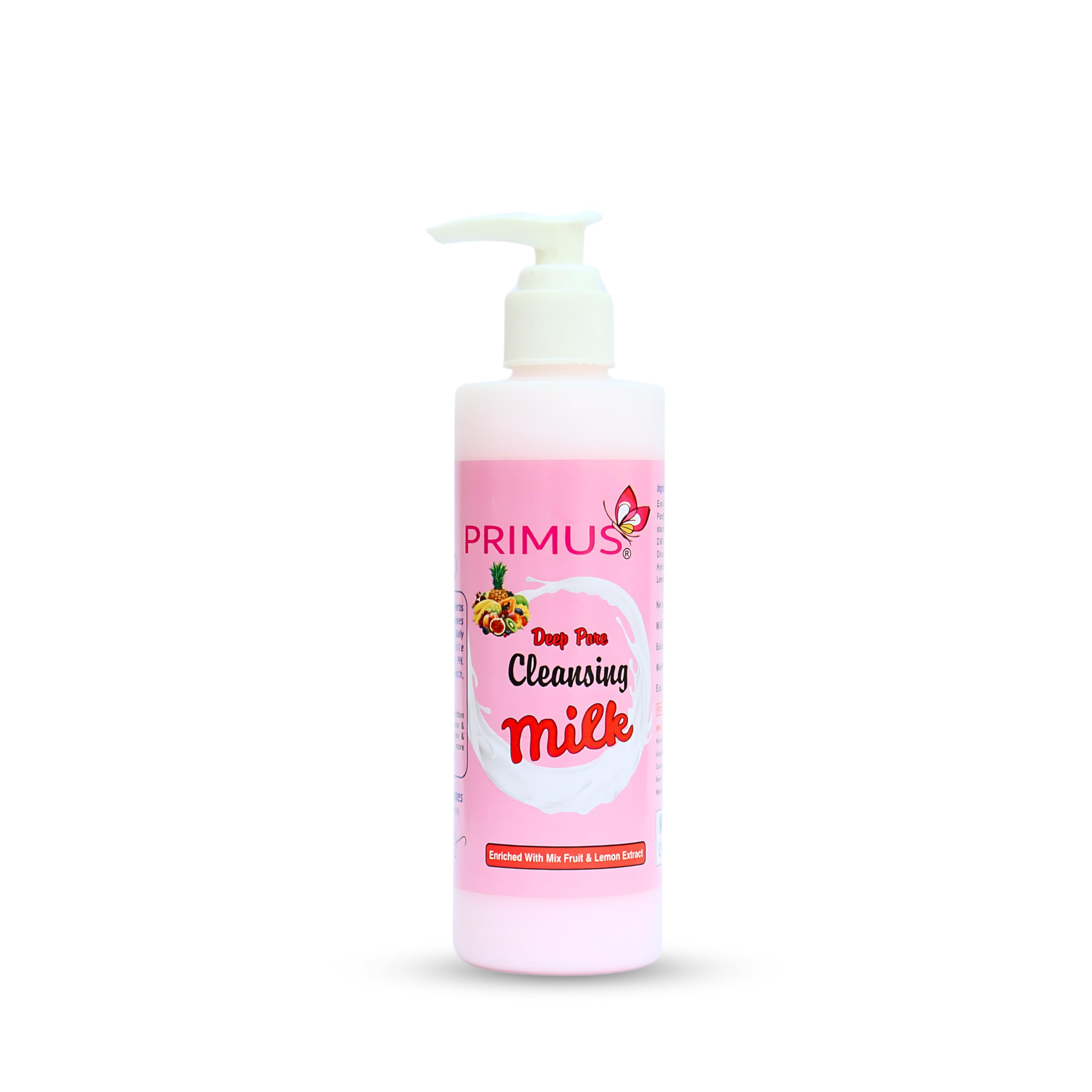 Primus Mix Fruit Cleansing Milk with Vitamin C & Lemon Extracts - Ultra Clean & Refreshing Facial Cleanser | Makeup Remover & Daily Face Wash | 250ml | Perfect for Morning & Night Skincare Routine