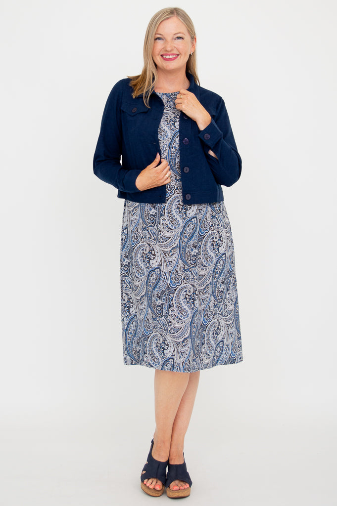 Colleen Jacket - Indigo Blue Linen Coat for Women | Lightweight Summer Outerwear for Casual Wear & Travel