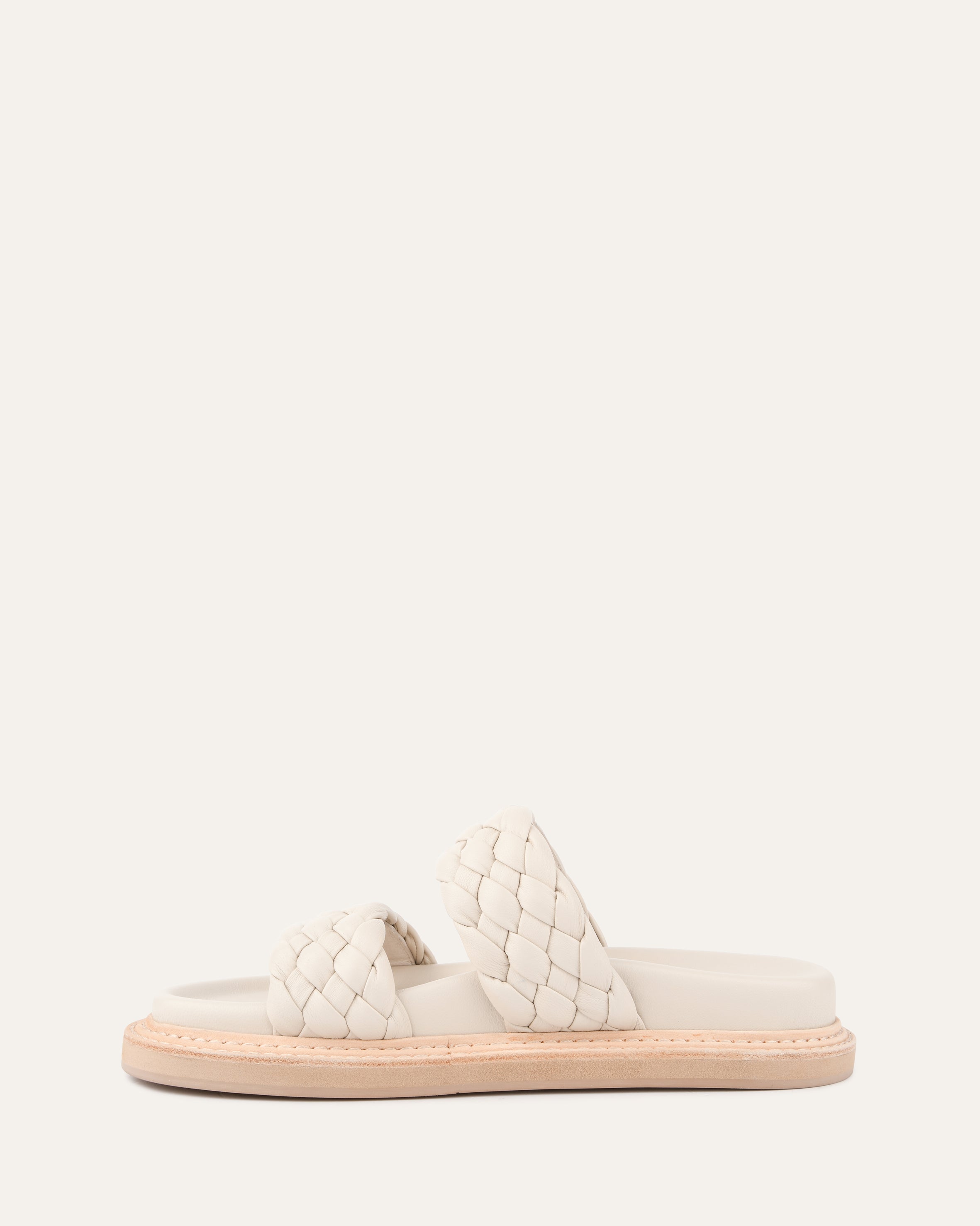 VEGA Women's Flat Sandals - Off White Genuine Leather Comfortable Summer Beach Walking Shoes for Casual Outfits & Vacation