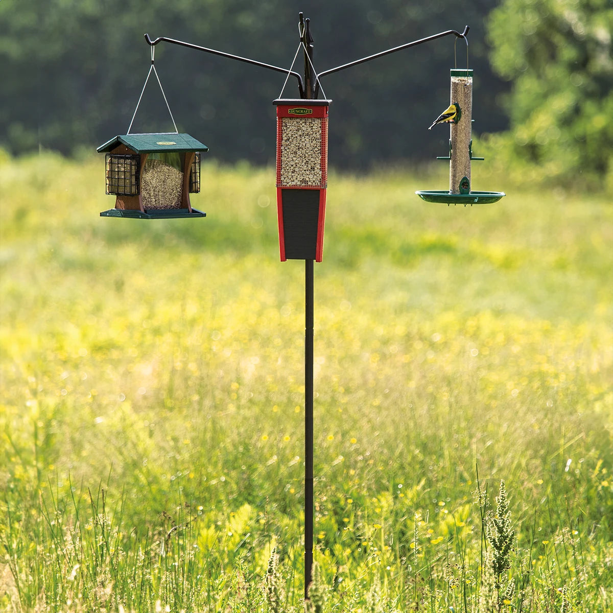 3-Arm Extended Reach Bird Feeder Station for Outdoor Garden, Backyard & Patio - Attracts Wild Birds with Durable Hanging Design