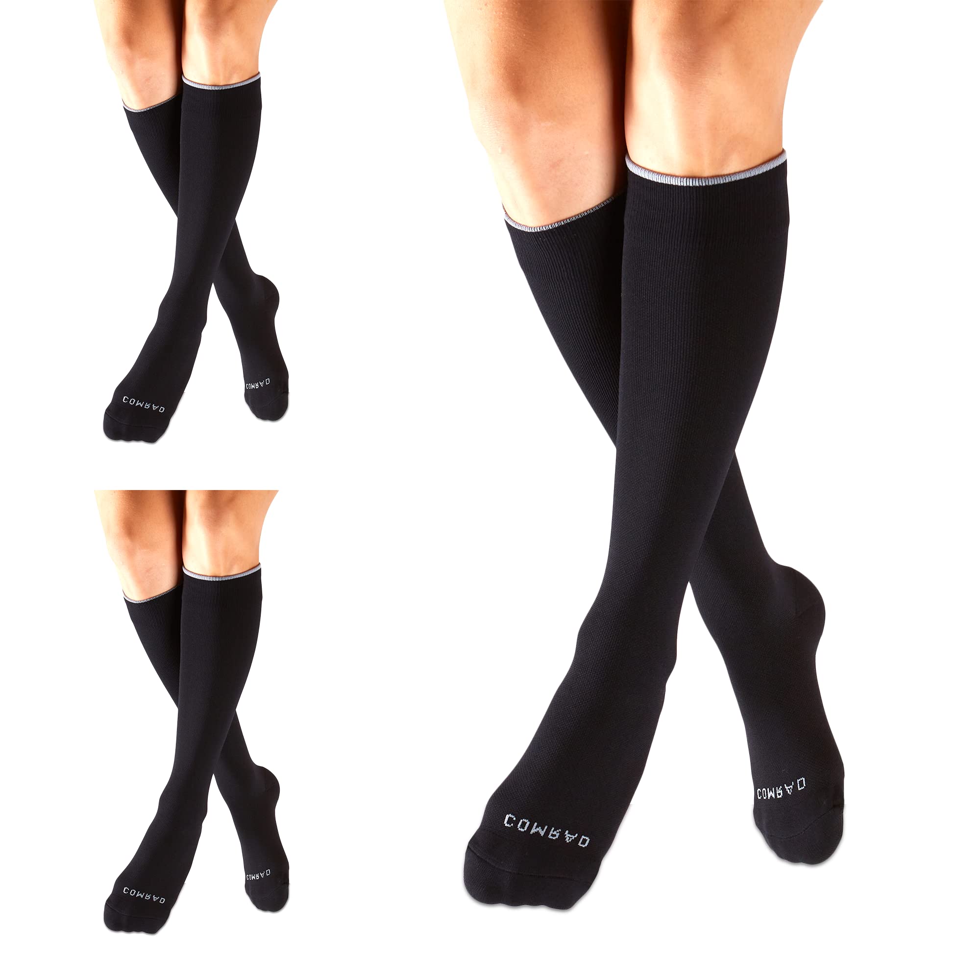 Comrad Knee High Compression Socks - Premium Thin & Breathable Support Socks for Pregnancy, Nurses, Athletes - Ideal for Running, Travel & Long Work Shifts