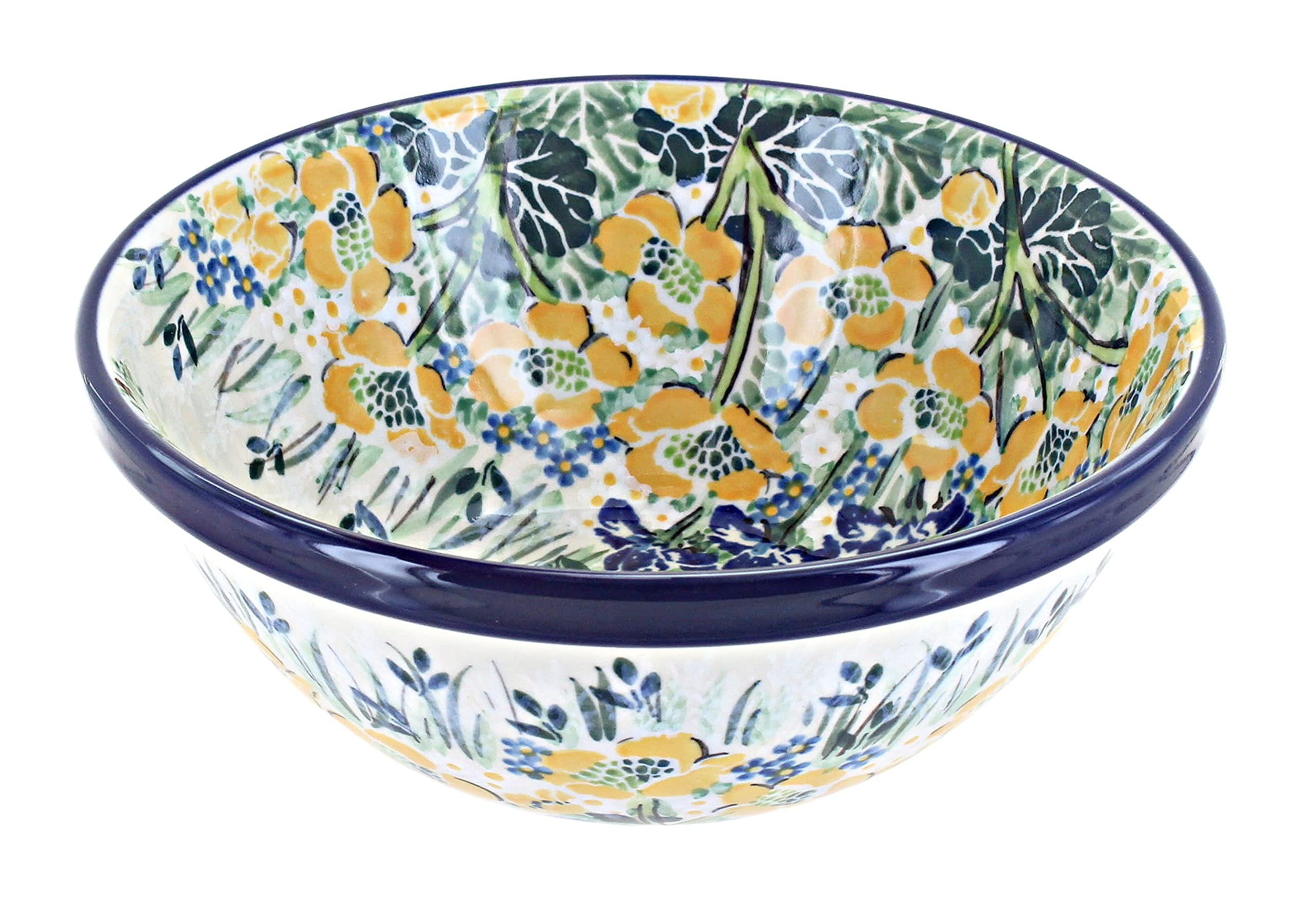 Handmade Blue Rose Polish Pottery Bowl - Ceramic Soup & Cereal Bowl for Kitchen & Dining | Perfect for Breakfast, Soup, Salad & Home Decor