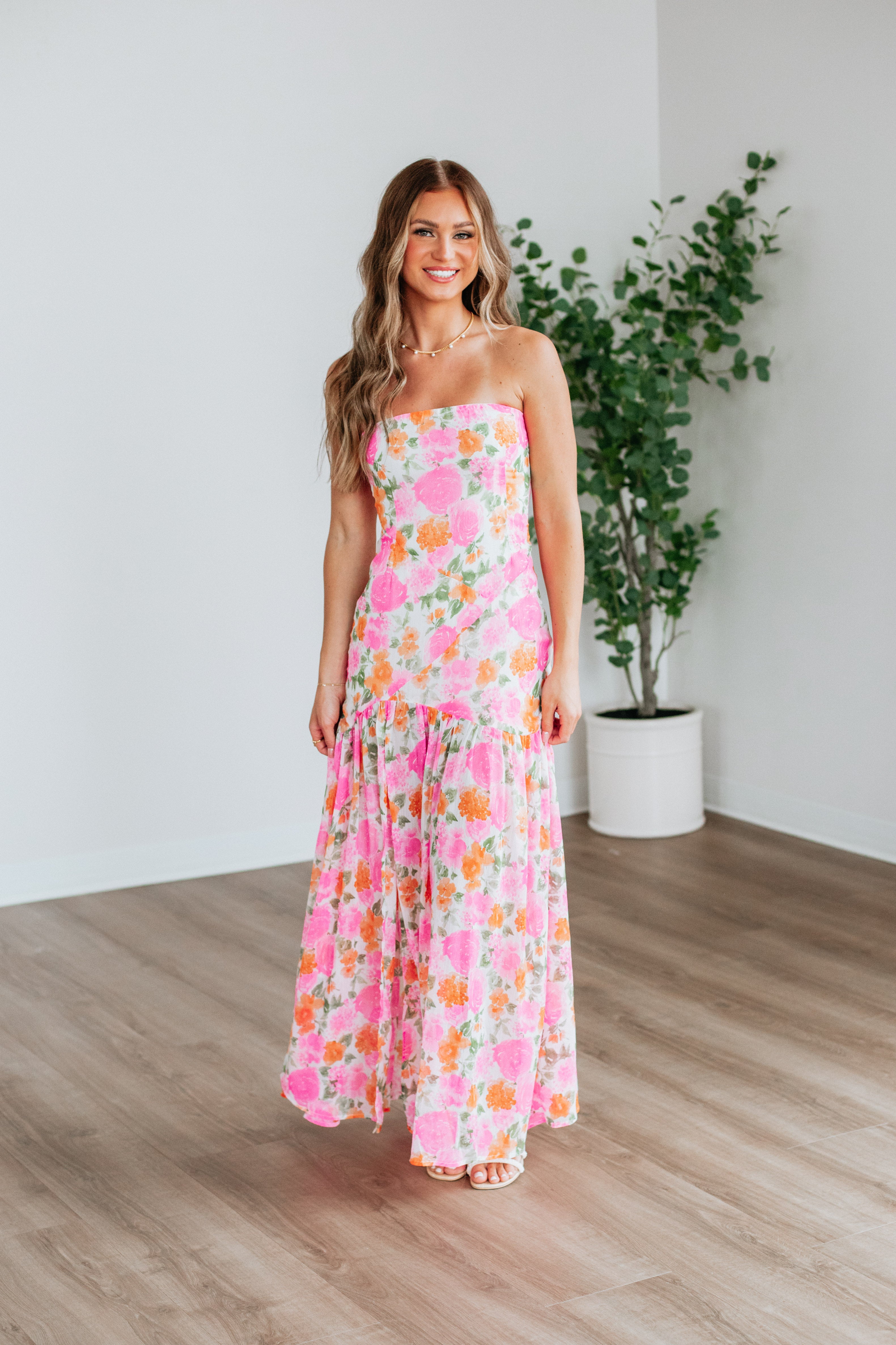 Audrey Floral Print Summer Dress for Women - Elegant Midi Dress for Wedding, Party & Vacation