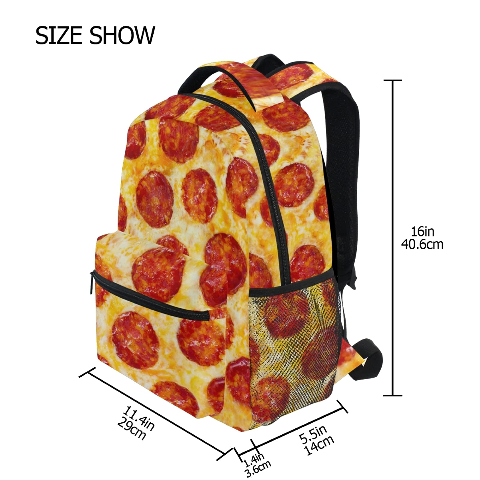 ALAZA Pepperoni Pizza Print Unisex Backpack - Stylish School Bag, Travel Laptop Bag & Casual Daypack for College, Work & Outdoor Adventures