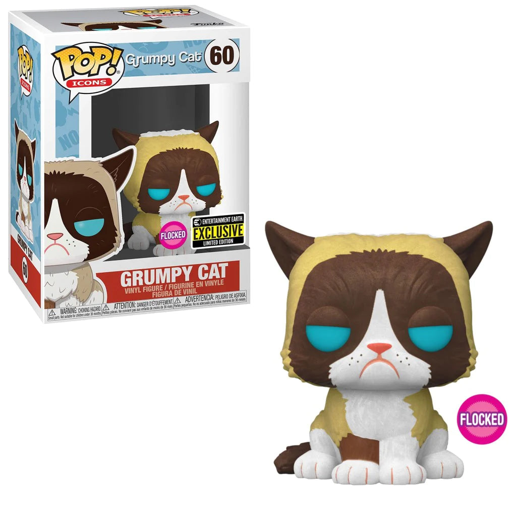 Grumpy Cat Flocked EE Exclusive #60 Collectible Figure - Perfect for Pop Culture Fans & Home Decor