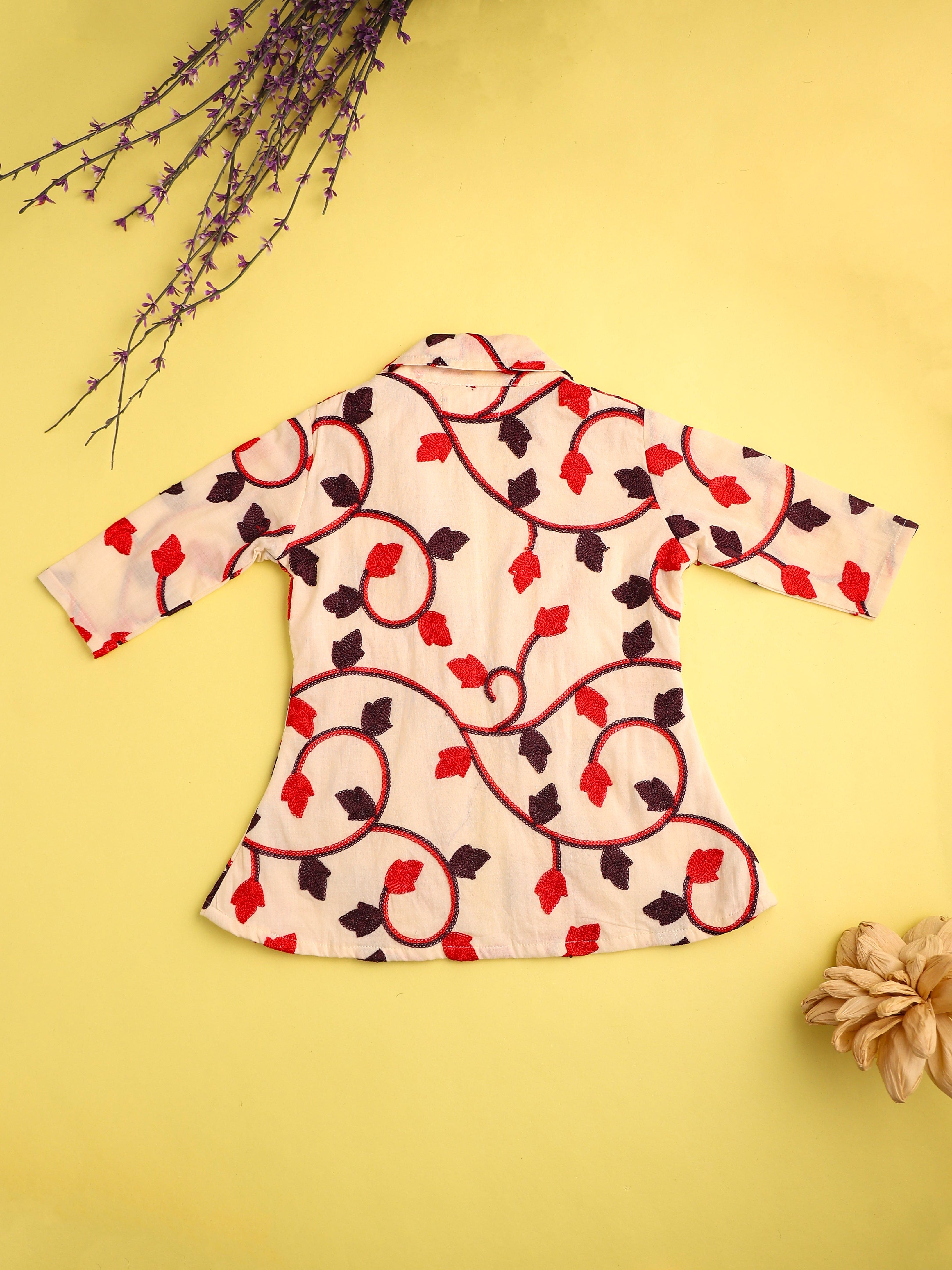 Pre Order Girls Kurta and Skirt Set Beige - Stylish Ethnic Outfit for Festivals, Parties & Casual Wear