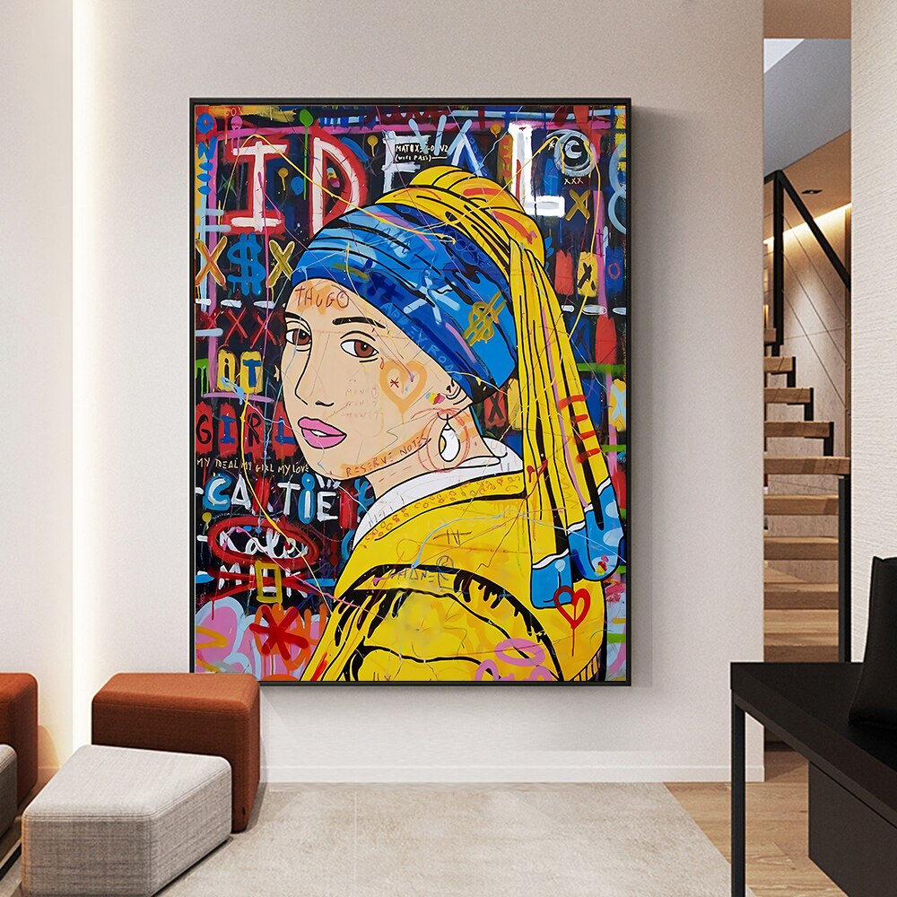 Banksy Milkmaid Canvas Wall Art - Authentic Street Art Print for Home & Office Decor | Perfect for Living Room, Bedroom & Gallery Walls