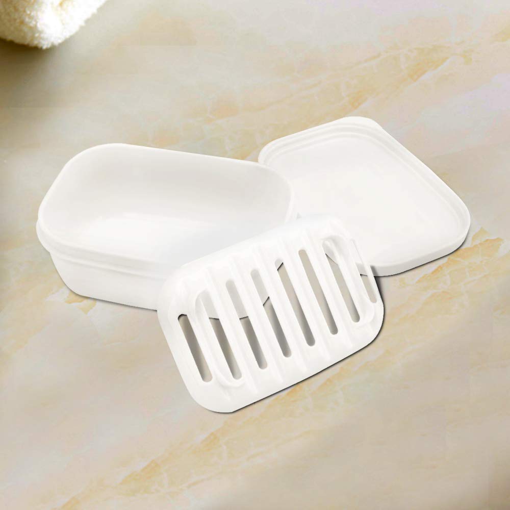 4 Pack Waterproof Soap Holder with Drain Holes | Self-Draining Soap Saver Case for Bathroom, Travel & Camping | Portable Soap Dish Tray in Yellow, White, Blue & Green Colors