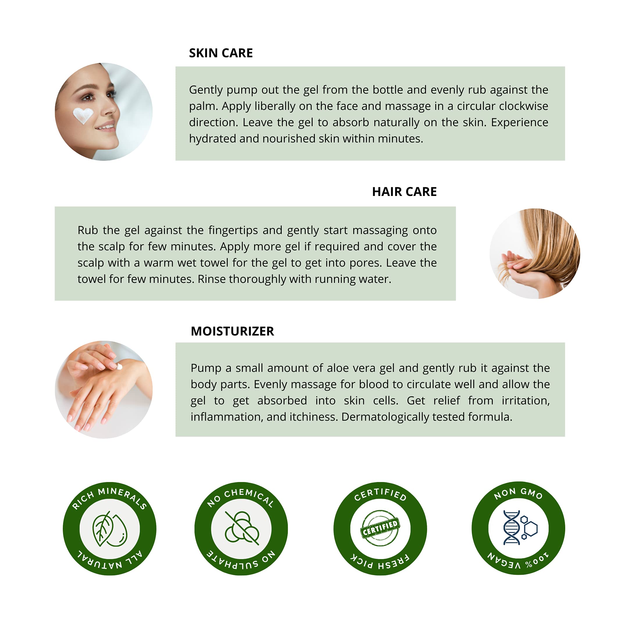 VEDANUM Organic Aloe Vera Gel for Skin Hydration & Moisturizing - 200ml Natural Unscented Gel for Face, Body, Sunburn Relief & After-Sun Care | Vegan, Cruelty-Free, Soothing Skin Treatment