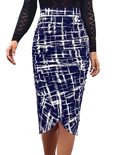 Blue and White Geometric Print