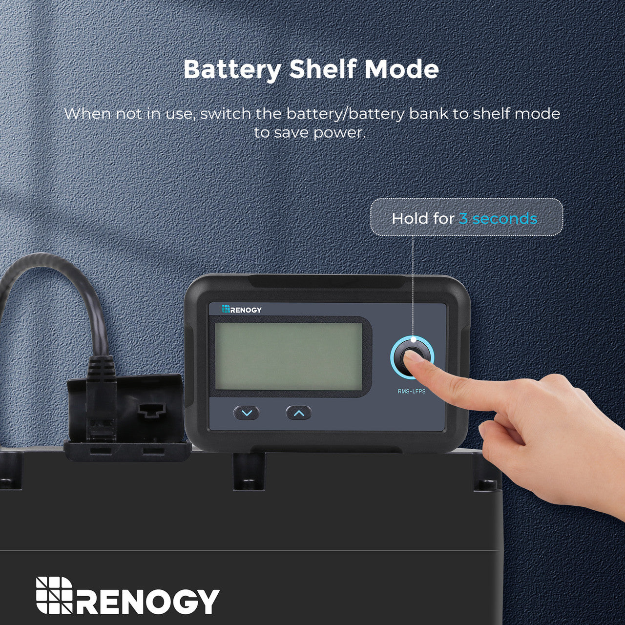 Renogy Smart Lithium Battery Monitor Screen - Real-Time Battery Status Display for Solar Power Systems, RVs, and Off-Grid Applications