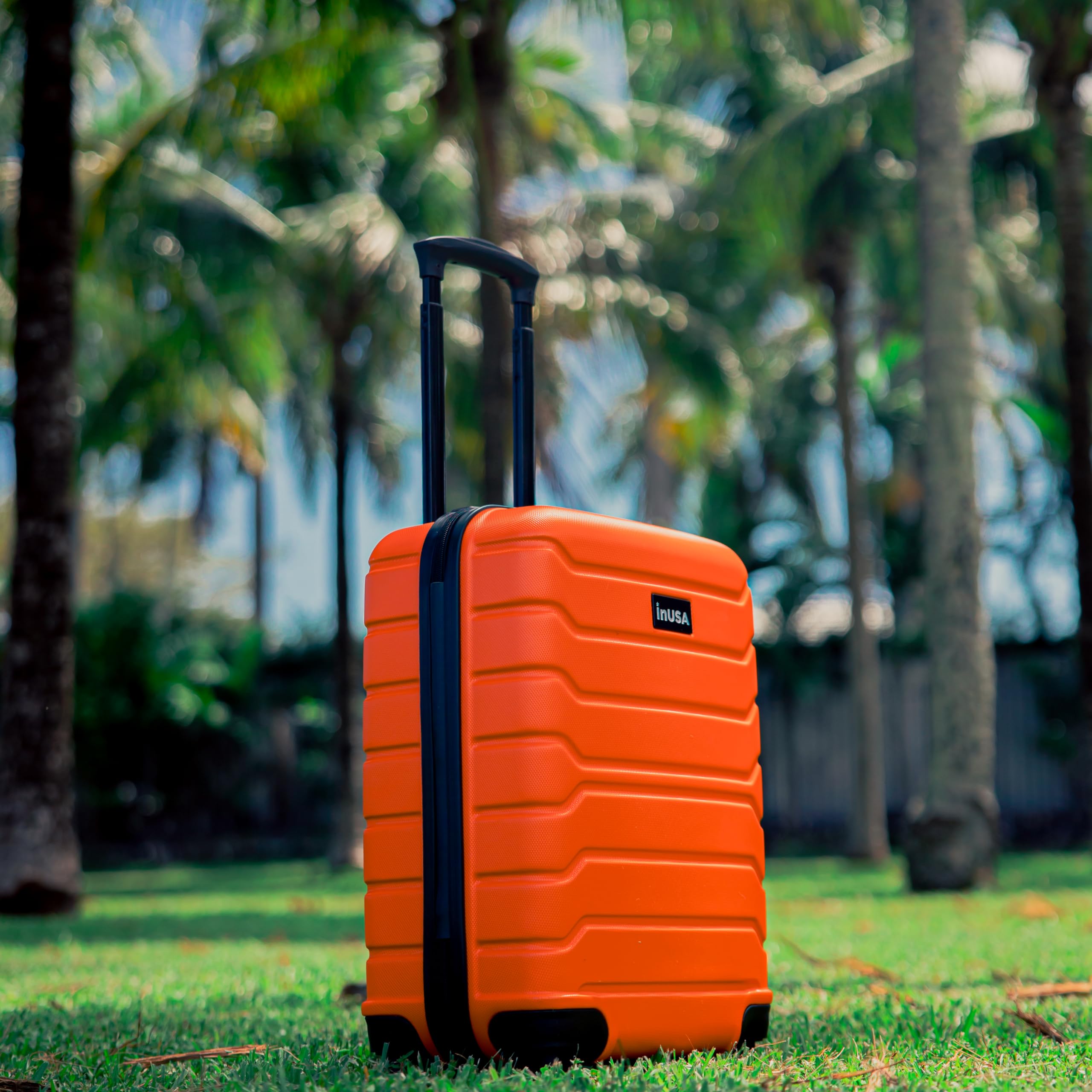 InUSA TREND 3-Piece Lightweight Hardshell Luggage Set with 360° Spinner Wheels - 20in, 24in & 28in Carry-On Checked Suitcases - Durable Orange Travel Bags for Business Trips, Vacations & Family Getaways