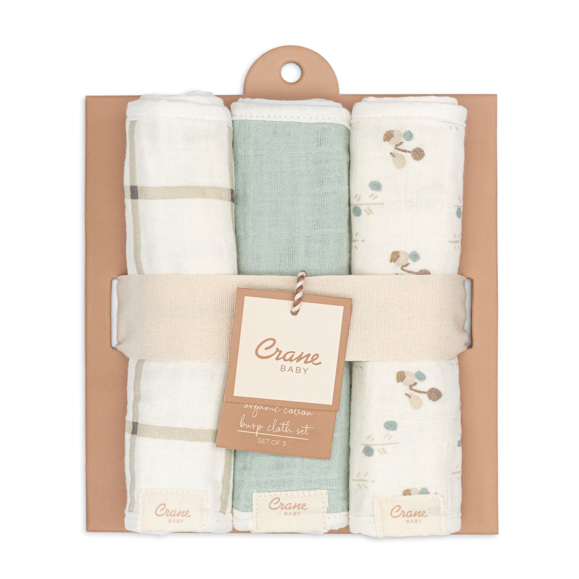 Organic Cotton 3-Piece Poppy Burp Cloth Set - Soft & Absorbent Baby Essentials for Feeding, Spit-Up & Mess-Free Outings